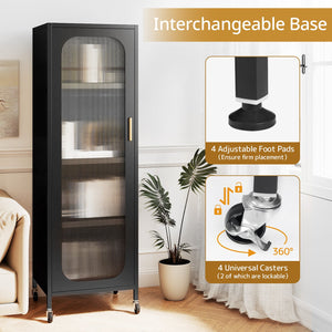 5-Tier Metal Storage Cabinet Narrow with Adjustable Shelves-Black view 8
