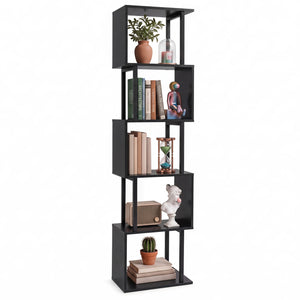 5-Tier S-Shaped Bookshelf w/ Open Cubes & Anti-toppling Kits for Living Room-Black view 4