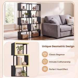 5-Tier S-Shaped Bookshelf w/ Open Cubes & Anti-toppling Kits for Living Room-Black view 9