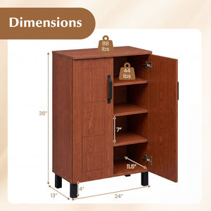 5-Tier Shoe Storage Cabinet Freestanding Wooden Shoe Rack Organizer-Brown view 5