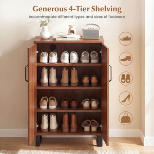 5-Tier Shoe Storage Cabinet Freestanding Wooden Shoe Rack Organizer-Brown view 7
