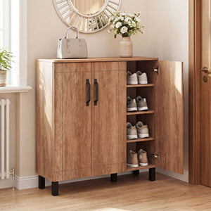 5-Tier Shoe Storage Cabinet Freestanding Shoe Rack Organizer for Entryway-Oak view 2