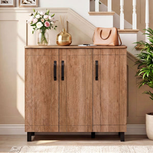 5-Tier Shoe Storage Cabinet Freestanding Shoe Rack Organizer for Entryway-Oak view 3