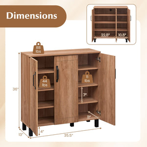 5-Tier Shoe Storage Cabinet Freestanding Shoe Rack Organizer for Entryway-Oak view 5