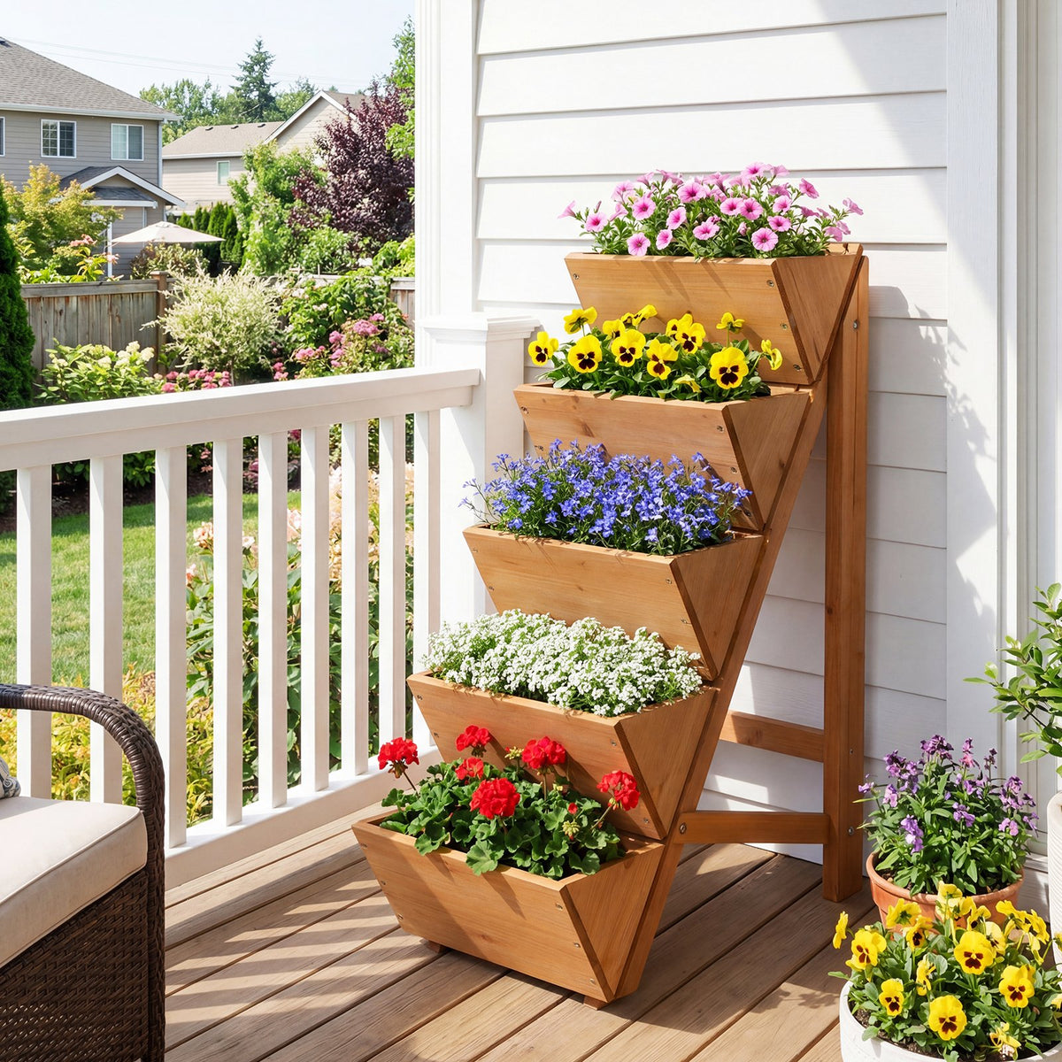 5-tier Vertical Raised Garden Bed Wood Elevated Planter Box with Legs-Orange view 5
