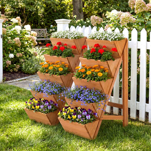 5-tier Vertical Raised Garden Bed Wood Elevated Planter Box with Legs-Orange view 6