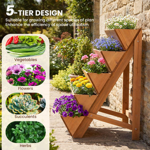 5-tier Vertical Raised Garden Bed Wood Elevated Planter Box with Legs-Orange view 8