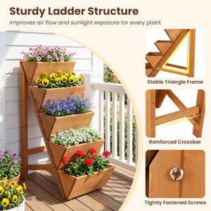 5-tier Vertical Raised Garden Bed Wood Elevated Planter Box with Legs-Orange view 9