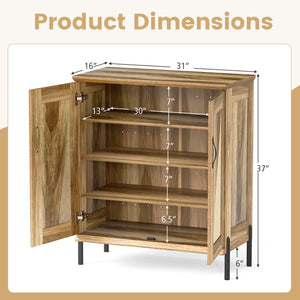 5-Tier Wooden Farmhouse Shoe Cabinet with Woven Rattan Doors-Natural view 5