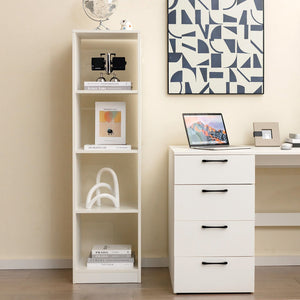 5 Tiers 4-Cube Narrow Bookshelf with 4 Anti-Tipping Kits-White view 3