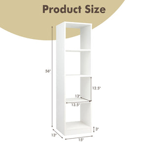 5 Tiers 4-Cube Narrow Bookshelf with 4 Anti-Tipping Kits-White view 5