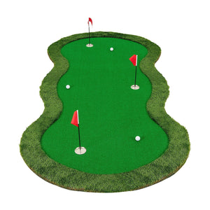 5 x 10 Feet Golf Practice Putting Green Mat with 3 Holes and Golf Balls for Home Office Backyard view 4
