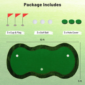 5 x 10 Feet Golf Practice Putting Green Mat with 3 Holes and Golf Balls for Home Office Backyard view 5