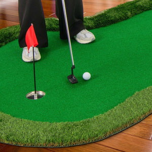 5 x 10 Feet Golf Practice Putting Green Mat with 3 Holes and Golf Balls for Home Office Backyard view 6