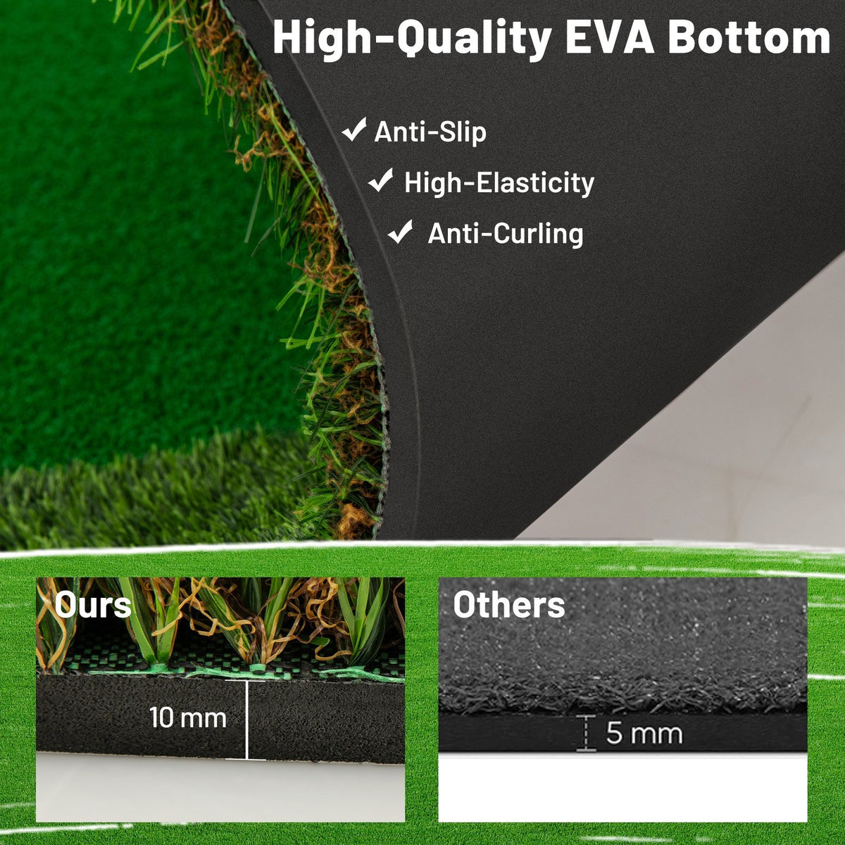 5 x 10 Feet Golf Practice Putting Green Mat with 3 Holes and Golf Balls for Home Office Backyard view 7