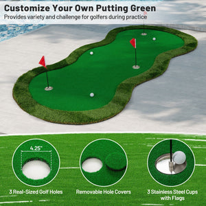 5 x 10 Feet Golf Practice Putting Green Mat with 3 Holes and Golf Balls for Home Office Backyard view 8