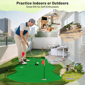 5 x 10 Feet Golf Practice Putting Green Mat with 3 Holes and Golf Balls for Home Office Backyard view 9