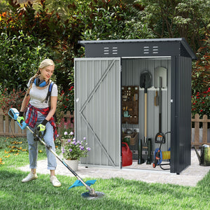 5 x 3 Feet Outdoor Storage Shed with Sloped Roof and Lockable Door-Gray view 6