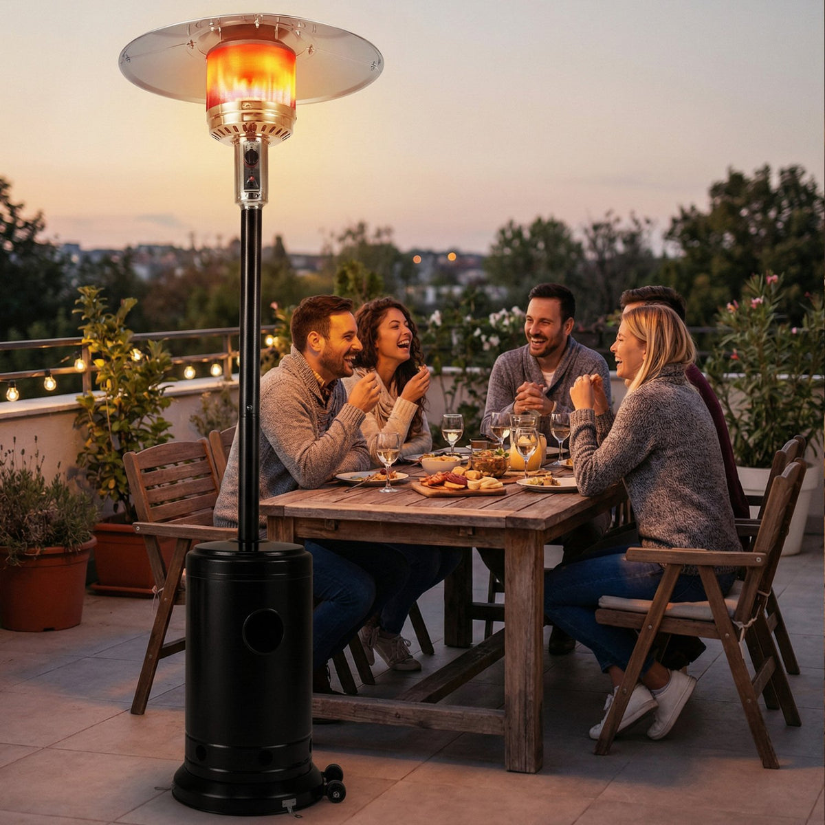 50 000 BTU Patio Propane Gas Heater with Stainless Steel Burner-Black view 5