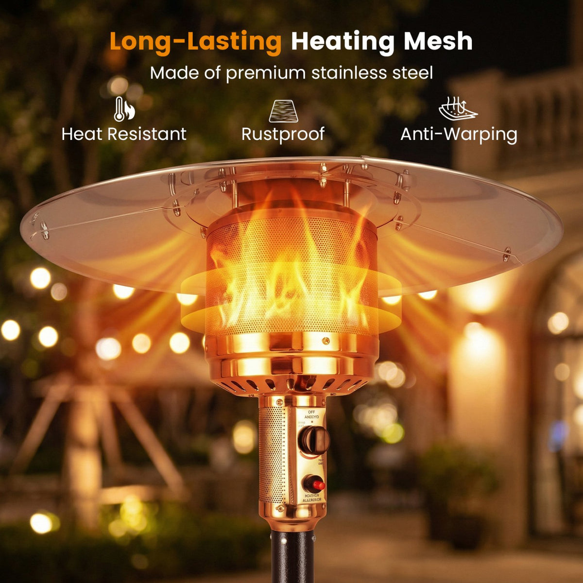 50 000 BTU Patio Propane Gas Heater with Stainless Steel Burner-Bronze view 7
