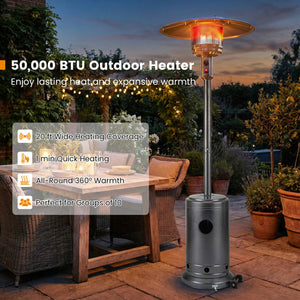 50 000 BTU Patio Propane Gas Heater with Stainless Steel Burner-Gray view 6