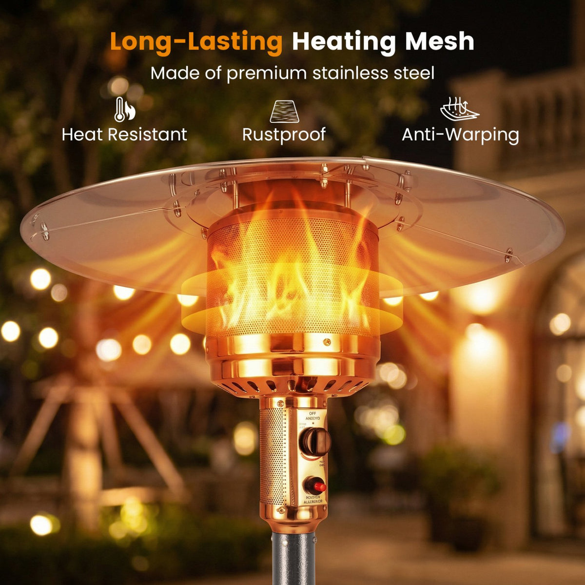 50 000 BTU Patio Propane Gas Heater with Stainless Steel Burner-Gray view 7