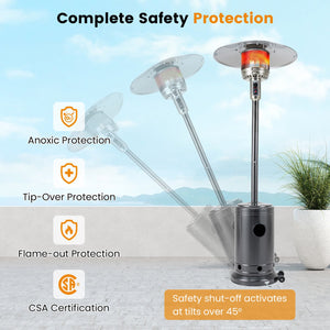 50 000 BTU Patio Propane Gas Heater with Stainless Steel Burner-Gray view 8