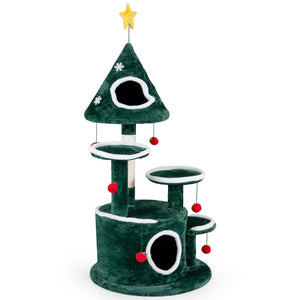 50 inches Christmas Cat Tree with 2 Condos and Sisal Scratching Post-Green view 6