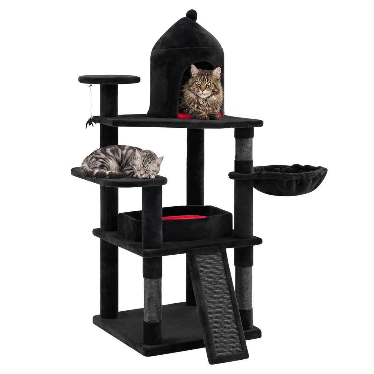 50 Inch Gothic Multi-level Cat Tree with House for Indoor Cats view 4