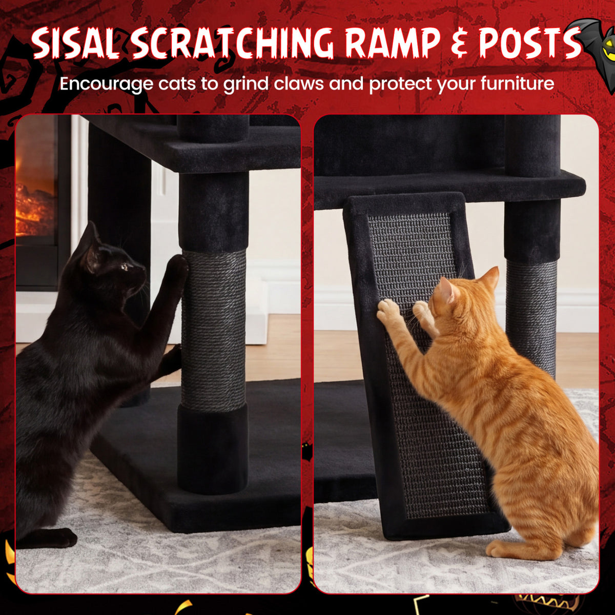 50 Inch Gothic Multi-level Cat Tree with House for Indoor Cats view 9