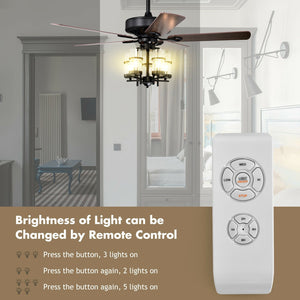 50 Inch Noiseless Ceiling Fan Light with Explosion-proof Glass Lampshades-Black view 9