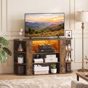 50 Inch TV Stand for 55 Inch TV with RGB Lights Entertainment Center with Adjustable and Removable Shelf-Rustic Brown view 2