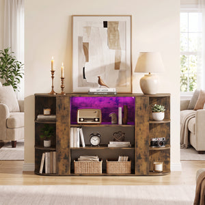 50 Inch TV Stand for 55 Inch TV with RGB Lights Entertainment Center with Adjustable and Removable Shelf-Rustic Brown view 3