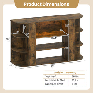 50 Inch TV Stand for 55 Inch TV with RGB Lights Entertainment Center with Adjustable and Removable Shelf-Rustic Brown view 5