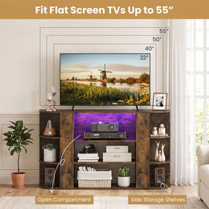 50 Inch TV Stand for 55 Inch TV with RGB Lights Entertainment Center with Adjustable and Removable Shelf-Rustic Brown view 9