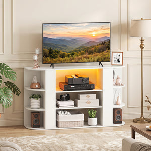 50 Inch TV Stand for 55 Inch TV with RGB Lights Entertainment Center with Adjustable and Removable Shelf-White view 2
