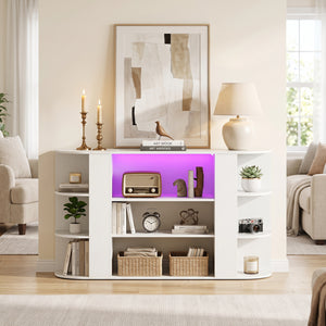 50 Inch TV Stand for 55 Inch TV with RGB Lights Entertainment Center with Adjustable and Removable Shelf-White view 3