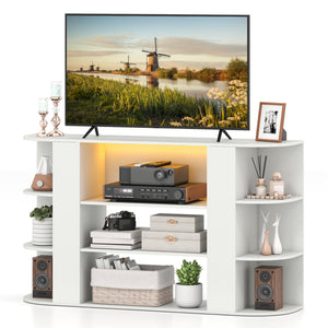 50 Inch TV Stand for 55 Inch TV with RGB Lights Entertainment Center with Adjustable and Removable Shelf-White view 4