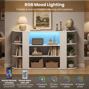50 Inch TV Stand for 55 Inch TV with RGB Lights Entertainment Center with Adjustable and Removable Shelf-White view 7