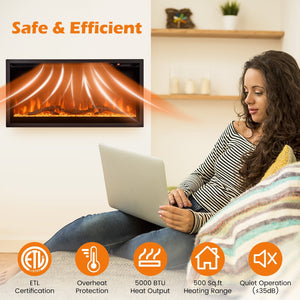 Electric Fireplace in-Wall Recessed with Remote Control and Adjustable Color and Brightness-36 inches view 7