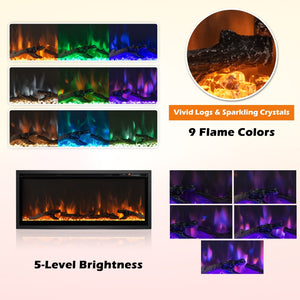 Electric Fireplace in-Wall Recessed with Remote Control and Adjustable Color and Brightness-42 inches view 6