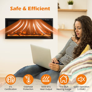 Electric Fireplace in-Wall Recessed with Remote Control and Adjustable Color and Brightness-42 inches view 7