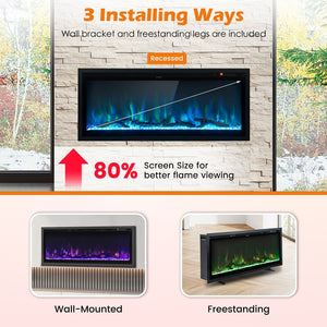 Electric Fireplace in-Wall Recessed with Remote Control and Adjustable Color and Brightness-42 inches view 8