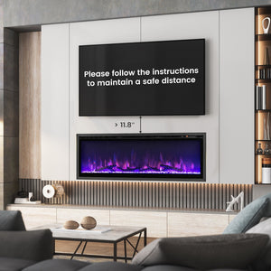 50 Inches Electric Fireplace in-Wall Recessed with Remote Control and Adjustable Color and Brightness-50 inches view 5