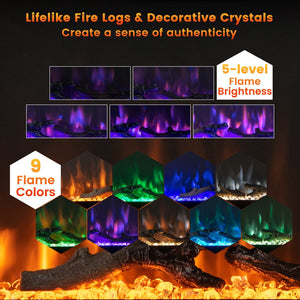 50 Inches Electric Fireplace in-Wall Recessed with Remote Control and Adjustable Color and Brightness-50 inches view 6