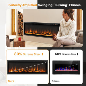 50 Inches Electric Fireplace in-Wall Recessed with Remote Control and Adjustable Color and Brightness-50 inches view 9