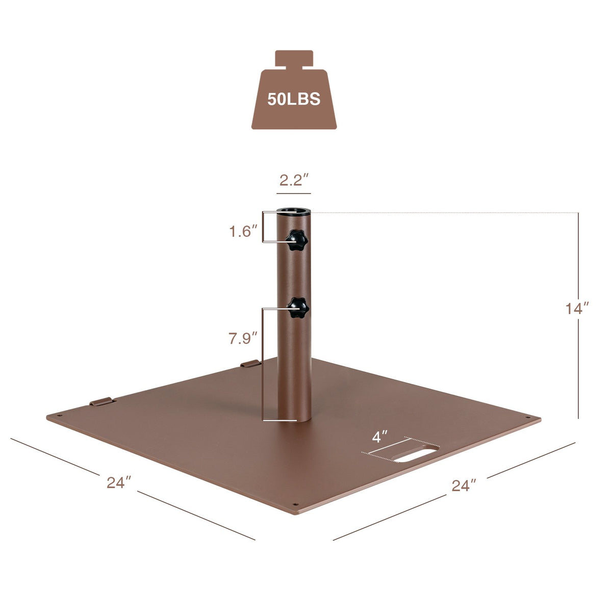 50 LBS Weighted 24 Inch Square Patio Umbrella Base view 4