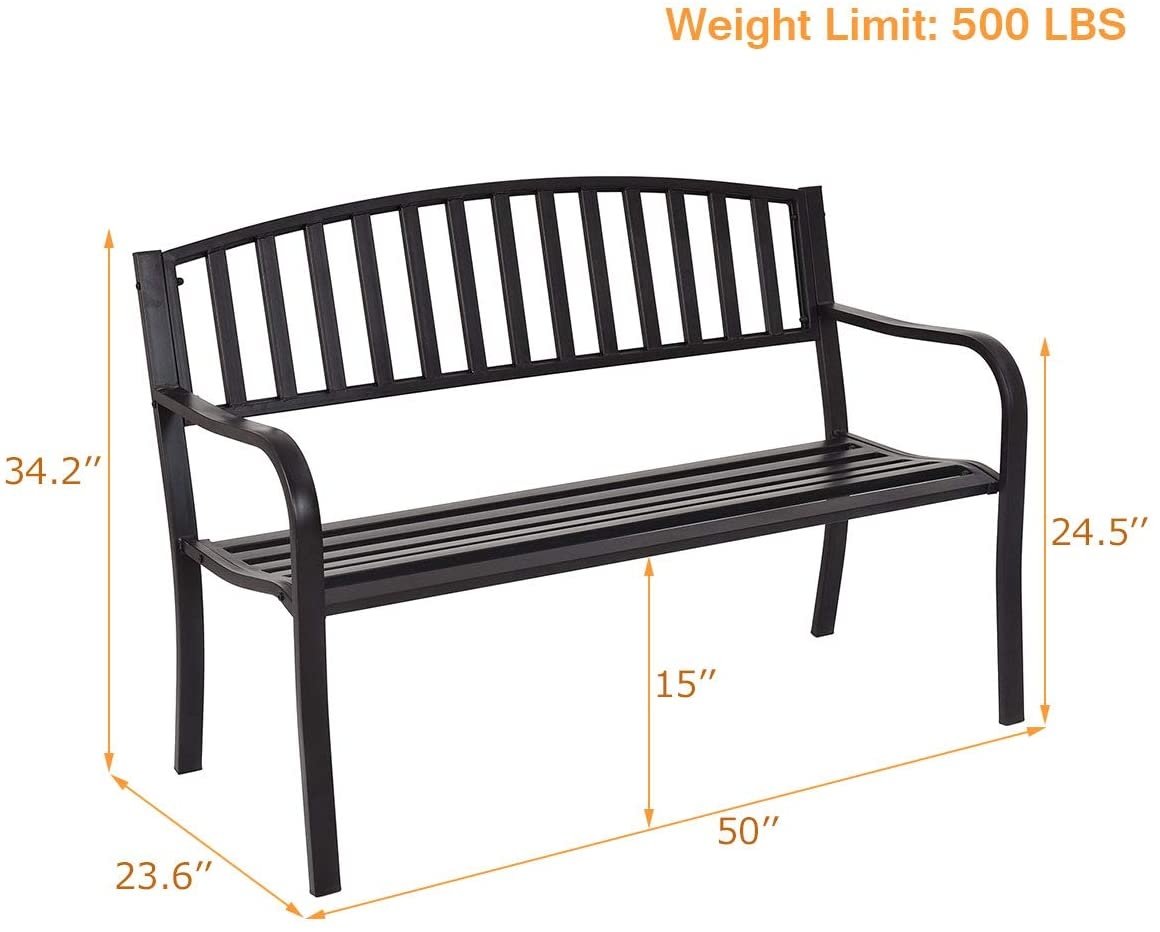 50 Inch Patio Garden Bench Loveseats for Outdoor view 5