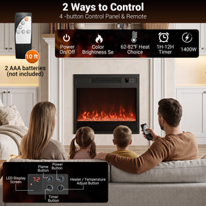 5000 BTU 18-Inch Electric Fireplace Insert with Remote Control and Brightness-Black view 8