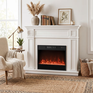 5000 BTU 23-Inch Electric Fireplace Insert with Remote Control and Brightness-Black view 2